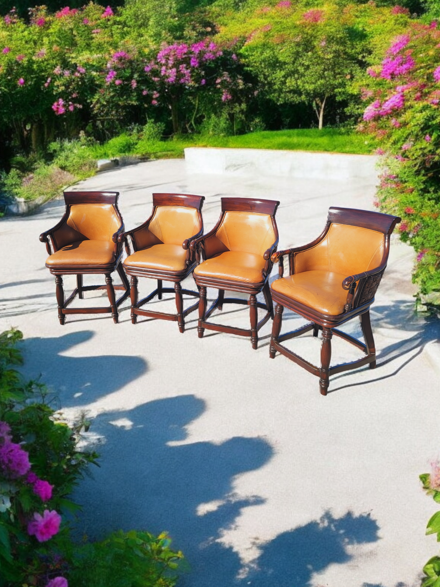 🏡🪑🪑🪑🪑 4 Bancos Tapizados En Piel! 🪑🪑🪑🪑🏡