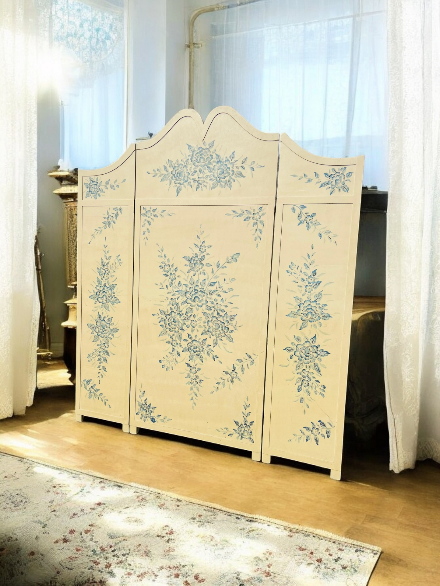 🌟 Biombo Oriental de 3 Paneles Estilo Vintage 🐉🖌️🇨🇳