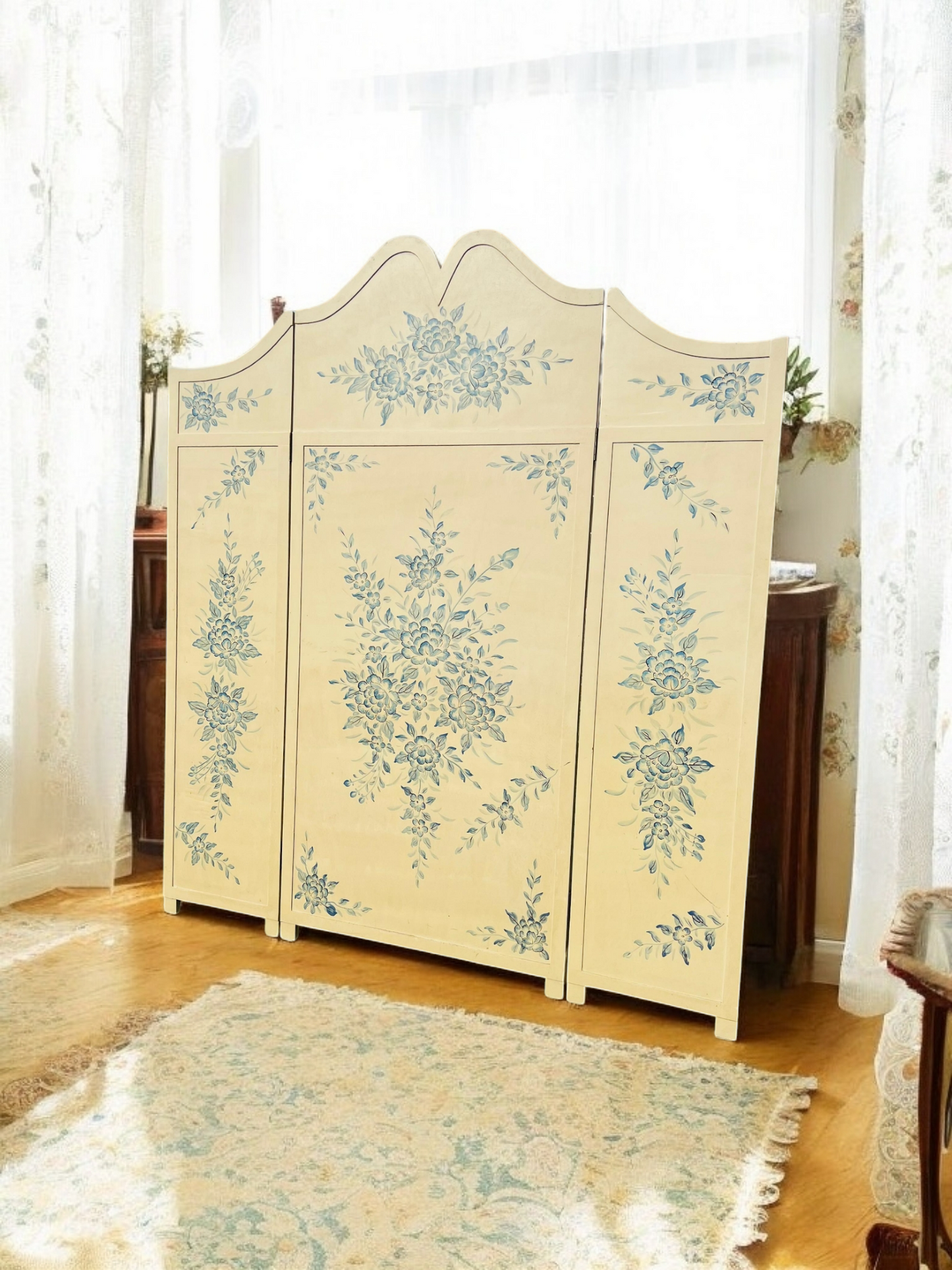 🌟 Biombo Oriental de 3 Paneles Estilo Vintage 🐉🖌️🇨🇳