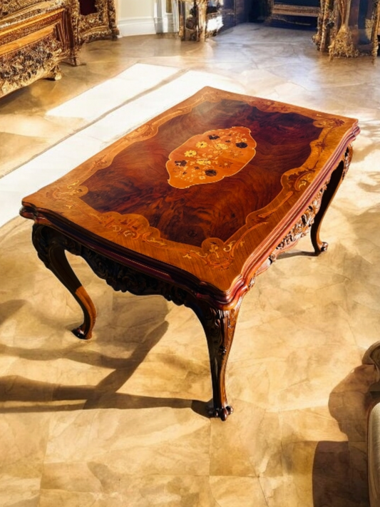 🌟 Mesa Antigua Con Incrustaciones En La Madera ✨