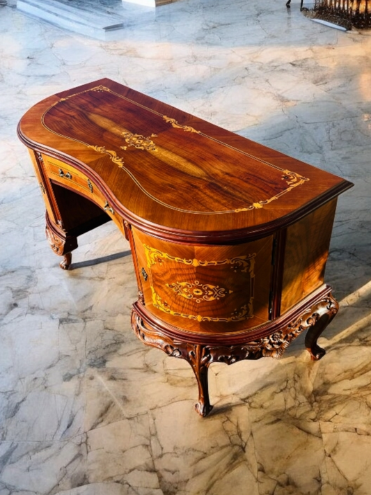 ✨Escritorio Antiguo / Vanity / Tocador Elaborado En Madera De Nogal Con Incrustaciones ✨