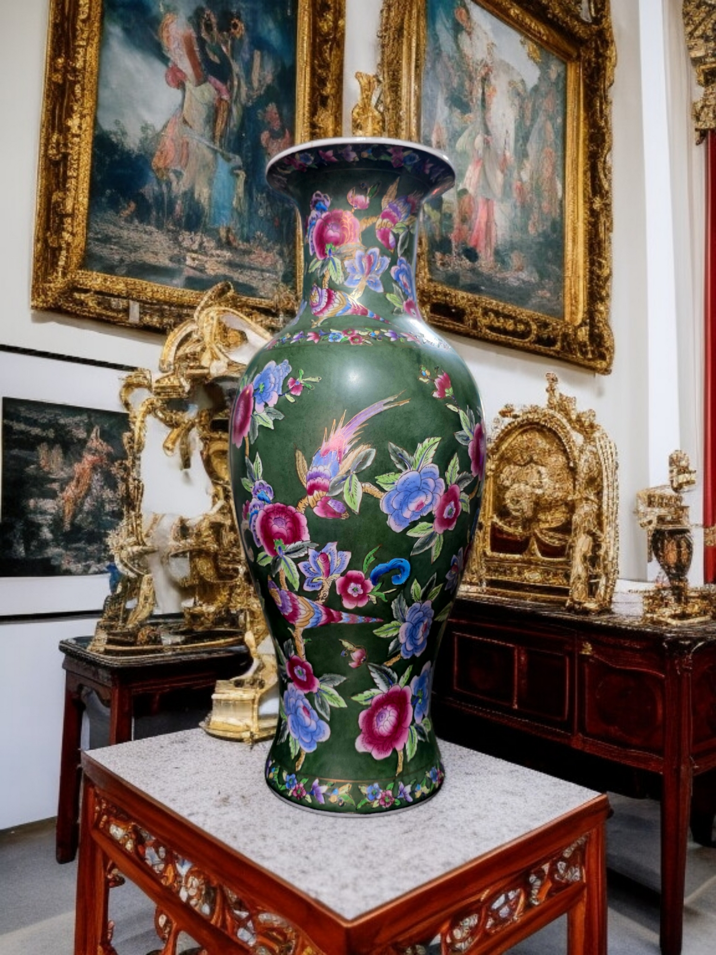 🇨🇳 ✨ Jarron Oriental de Porcelana Fina – Obra Maestra de Color y Detalle ✨🇨🇳