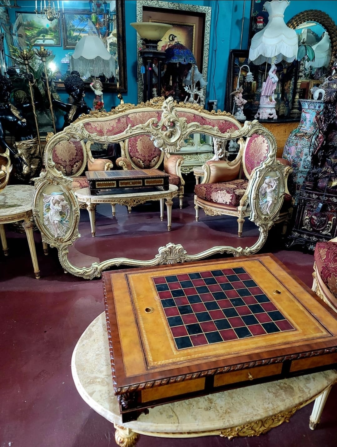 🌟Espejo Rococó con Decoración de Romeo y Julieta en Porcelana Fina🌟