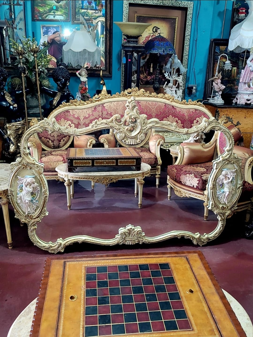 🌟Espejo Rococó con Decoración de Romeo y Julieta en Porcelana Fina🌟