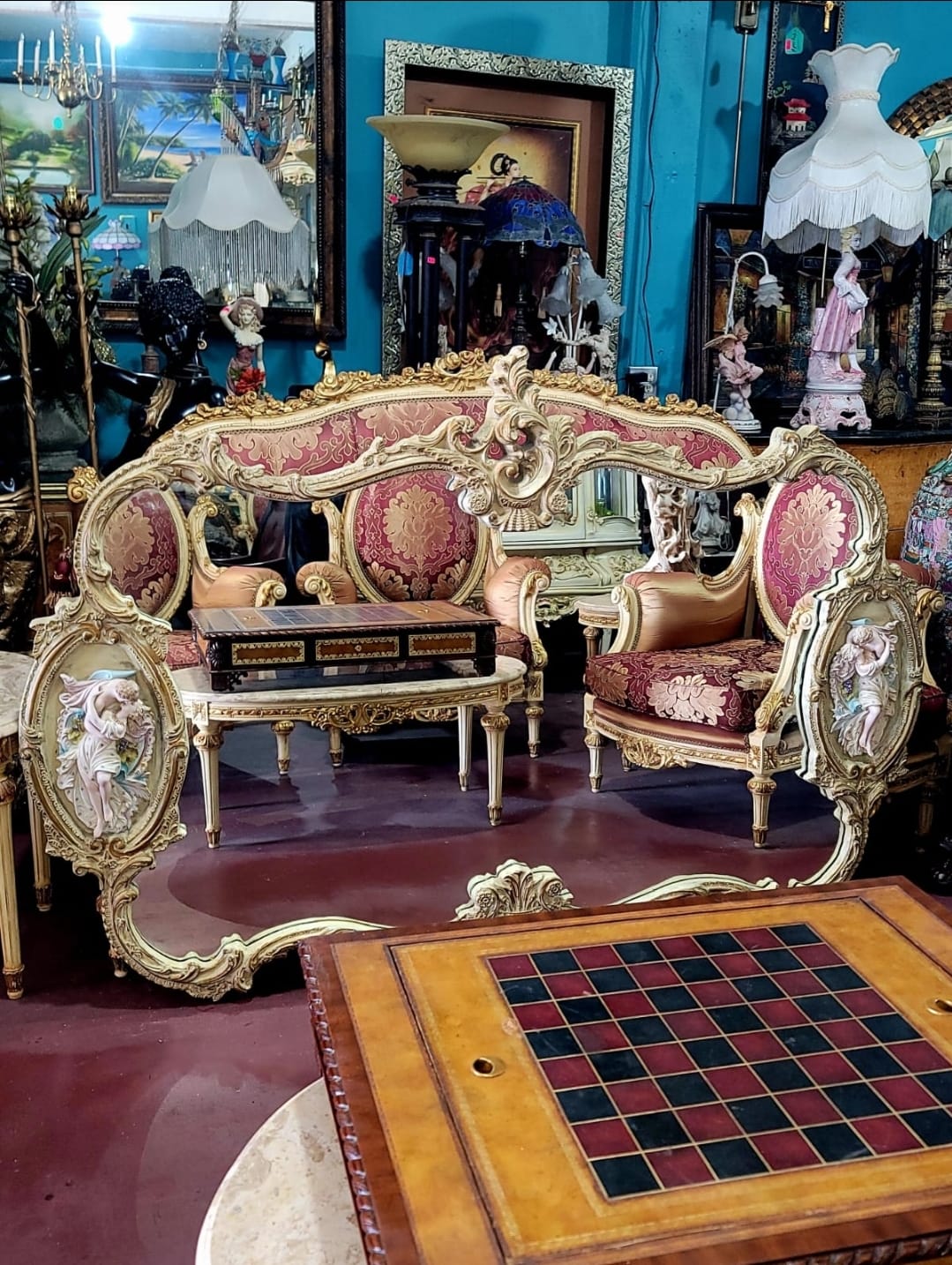 🌟Espejo Rococó con Decoración de Romeo y Julieta en Porcelana Fina🌟