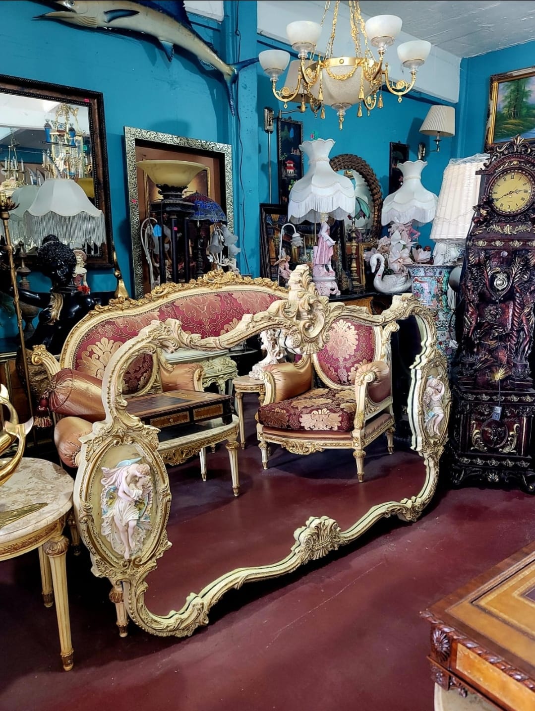 🌟Espejo Rococó con Decoración de Romeo y Julieta en Porcelana Fina🌟