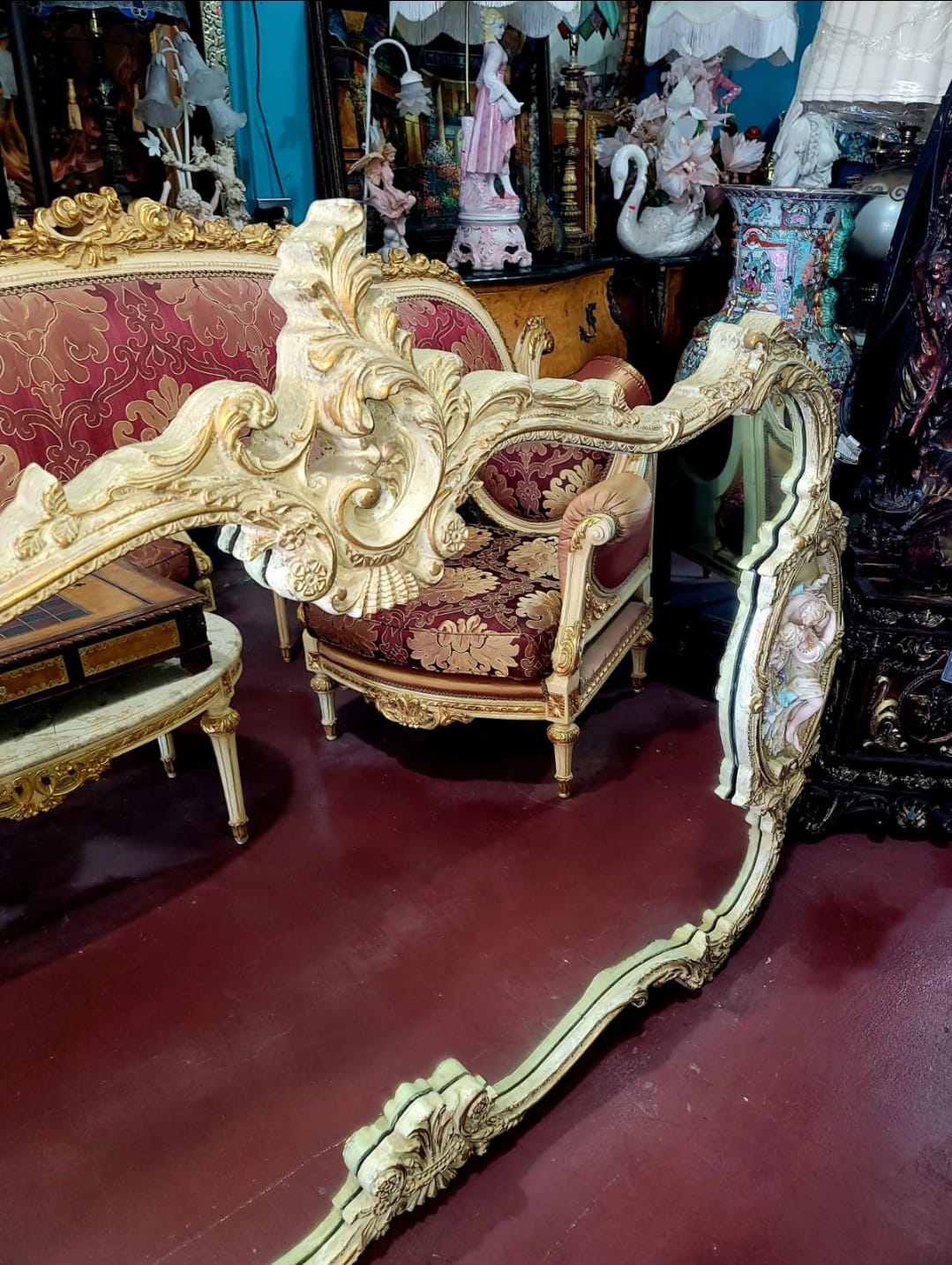 🌟Espejo Rococó con Decoración de Romeo y Julieta en Porcelana Fina🌟