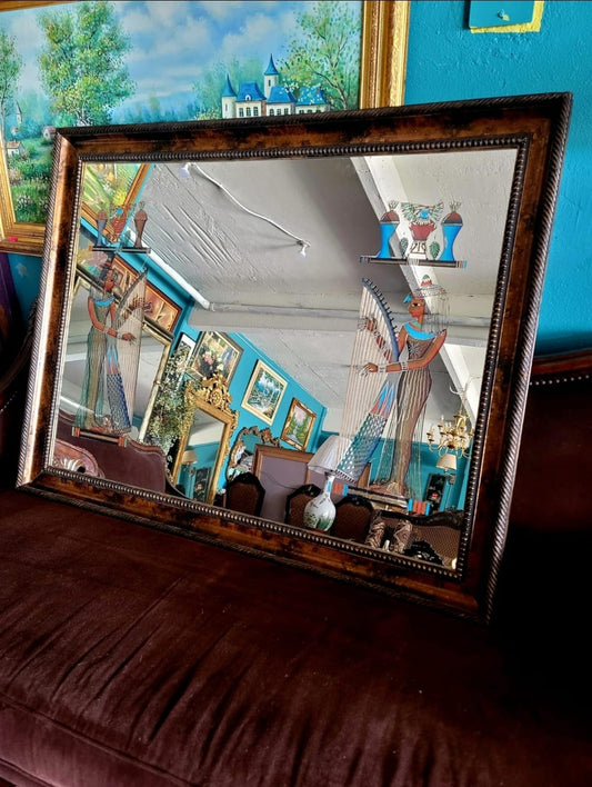 ✨Espejo Vintage con Decoración de Arte del Antiguo Egipto - Exclusivo en Rosarito Antiques✨