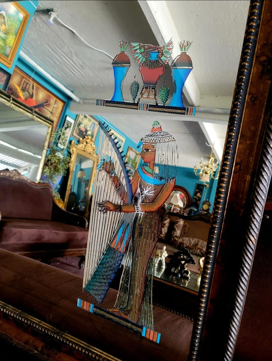 ✨Espejo Vintage con Decoración de Arte del Antiguo Egipto - Exclusivo en Rosarito Antiques✨
