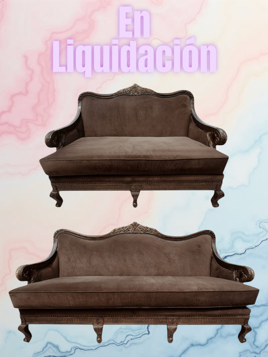 🌟 ¡Liquidacion Sofa Y Love Seat Tradicionales Con Marco En Madera De Nogal! 🌟