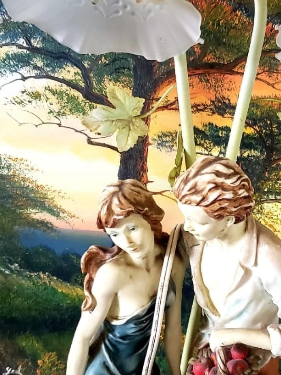 🕯️Lampara de Porcelana con Pantallas de Vidrio Pequeñas🕯️