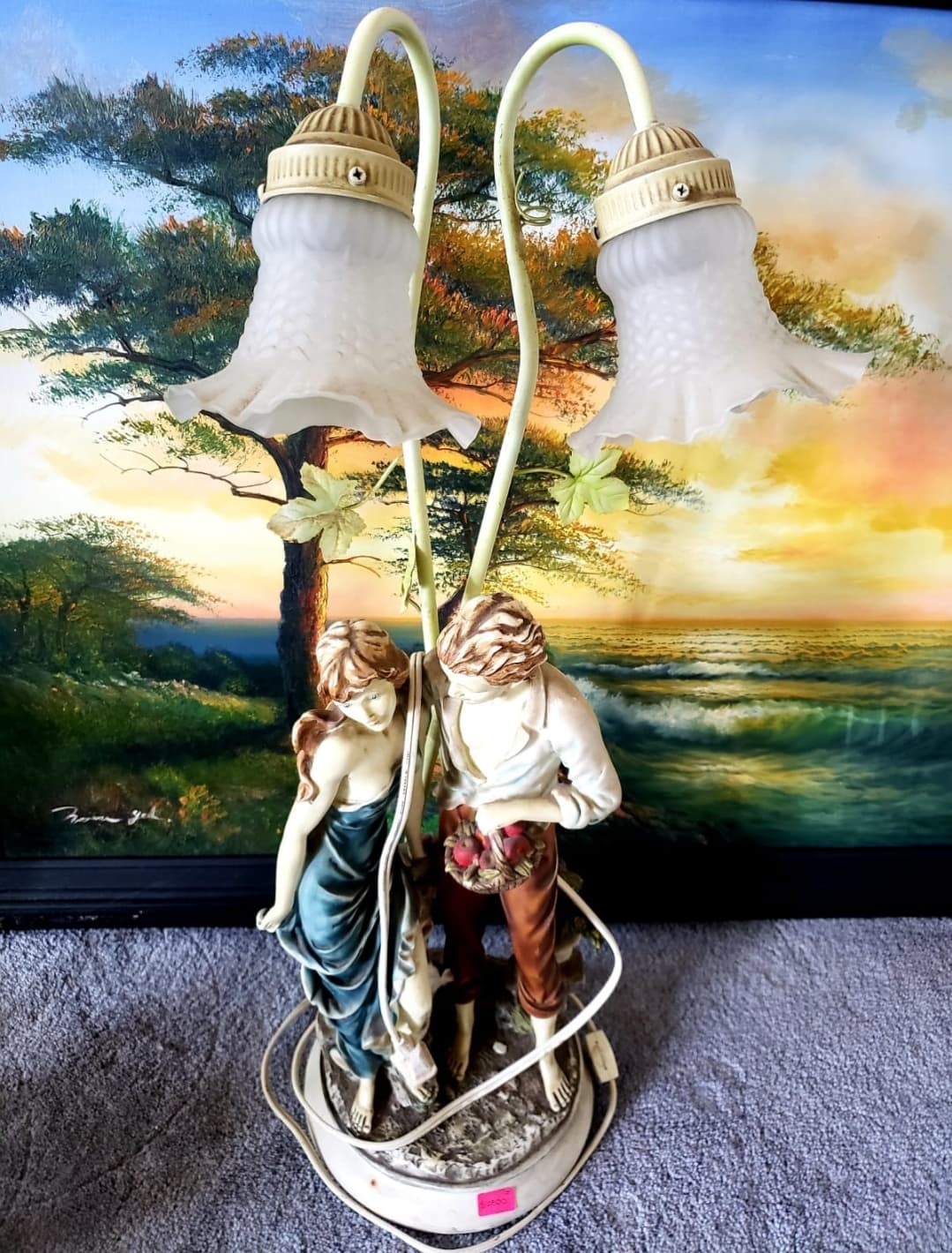 🕯️Lampara de Porcelana con Pantallas de Vidrio Pequeñas🕯️