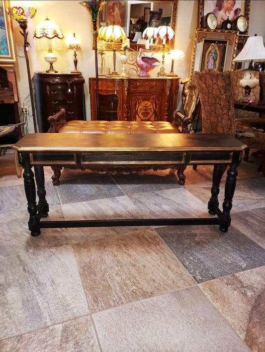 🍀🖤Credenza de madera en tonos color negro y oro antiguo🖤🍀