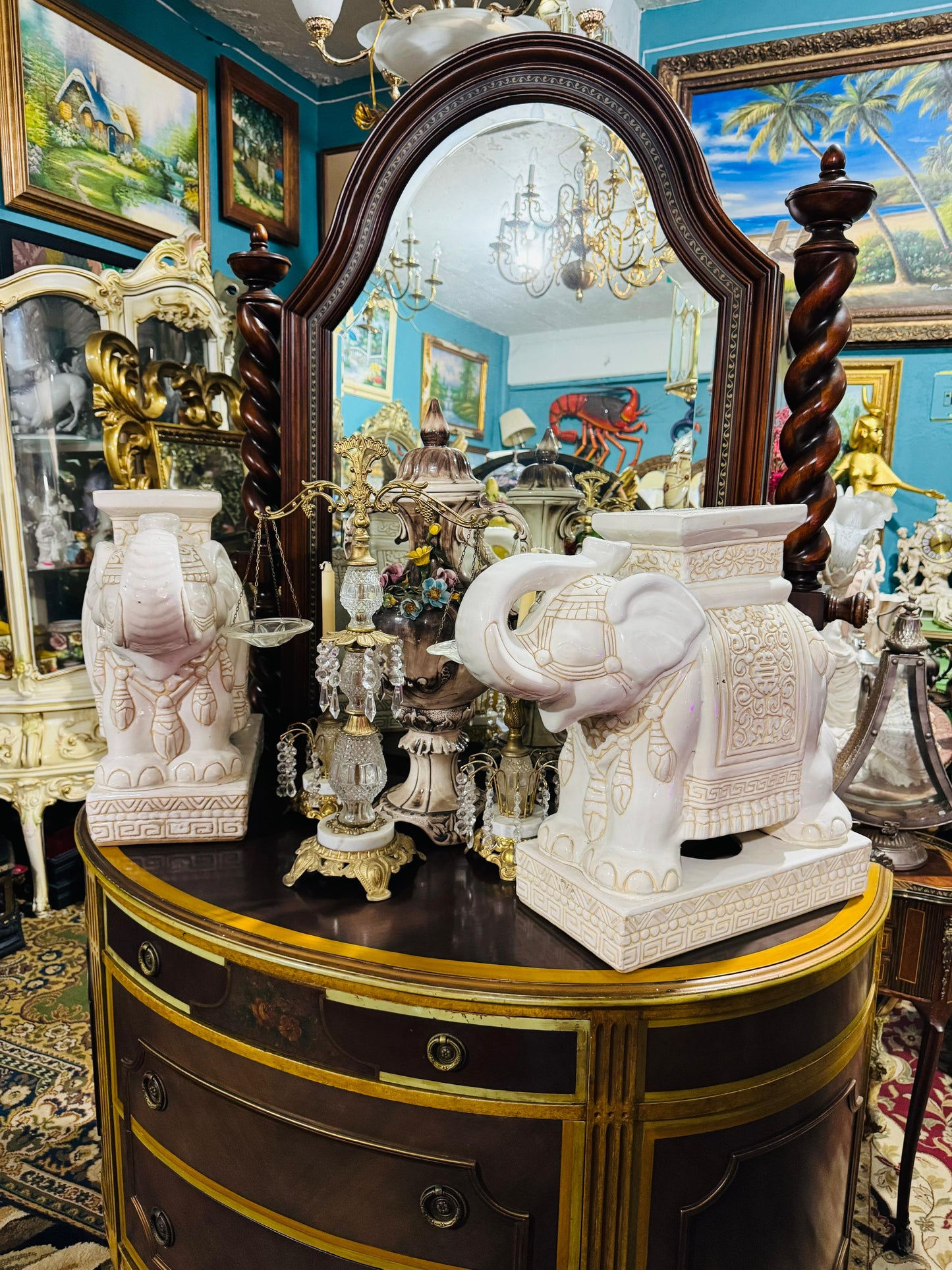 ππππΌοΈ Vintage Regency Glazed Ceramic Elephant Stools πππ