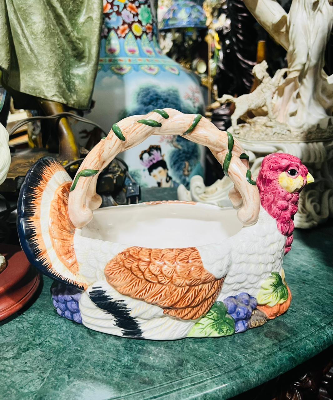 🌺🦃 Canasta de Porcelana en Forma de Pavo – Jay Import Co., 1997🦃🌺