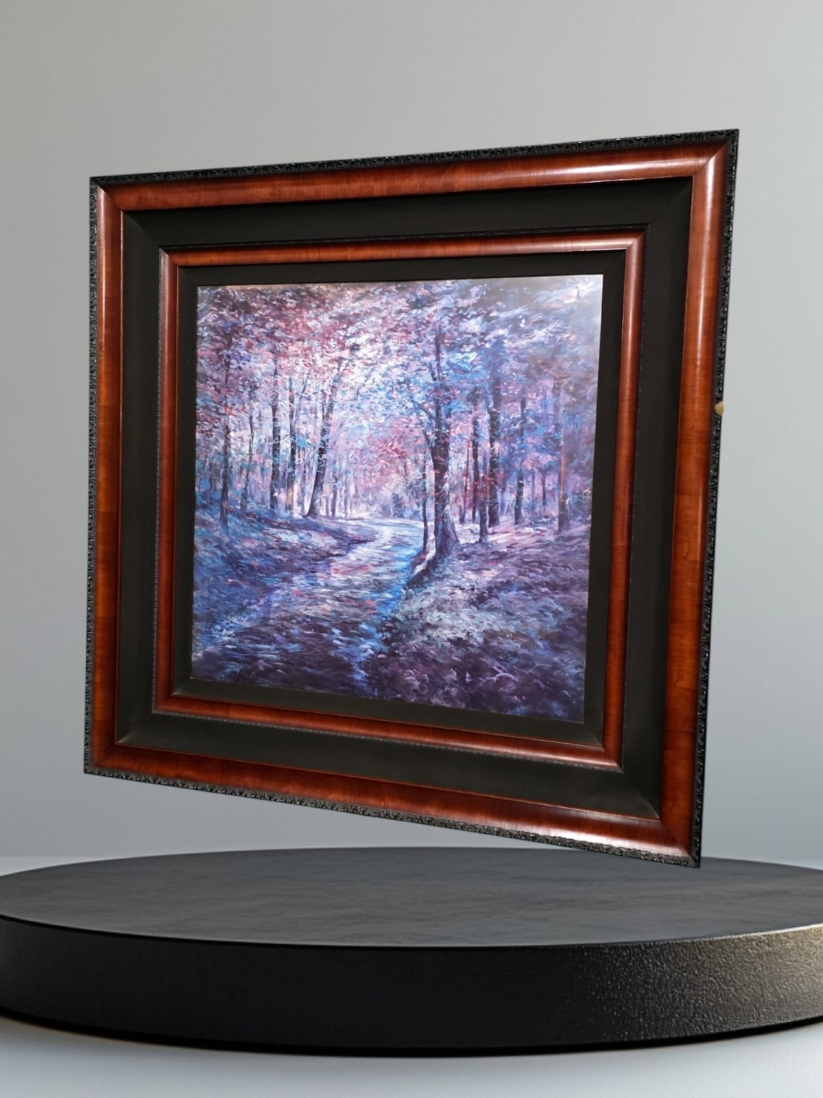 🌺Stunning Hand-Painted Woodland Landscape Painting – 137 x 137 x 4 cm🖌️