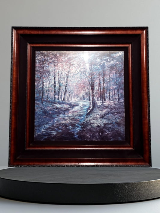 🌺Impresionante Cuadro de Paisaje Boscoso Pintado a Mano – 137 x 137 x 4 cm🖌️