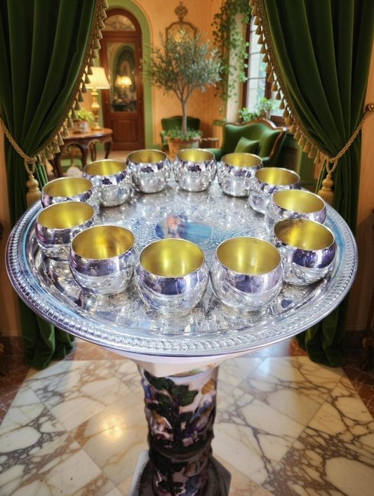 πΊβ¨ Vintage FB Rogers Silver Plated Victorian Style Punch Bowl Set con 12 Vasos y Vase de Servir β Total 14 Piezas β¨πΊ