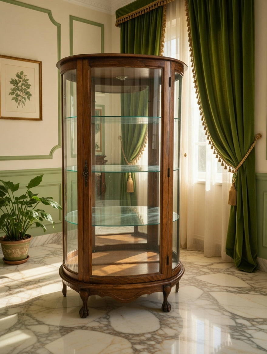 🌿🏛️🌿 Vitrina de Madera con Vidrios Curvados 🌿🏛️🌿