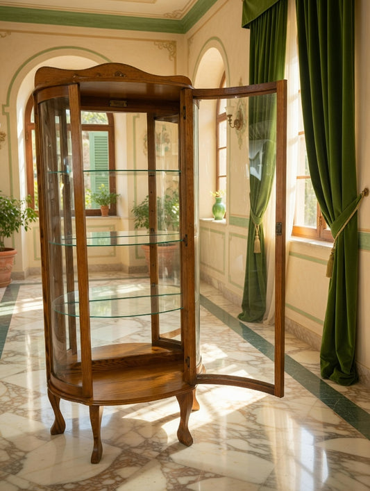 🌿🏛️🌿 Vitrina de Madera con Vidrios Curvados 🌿🏛️🌿