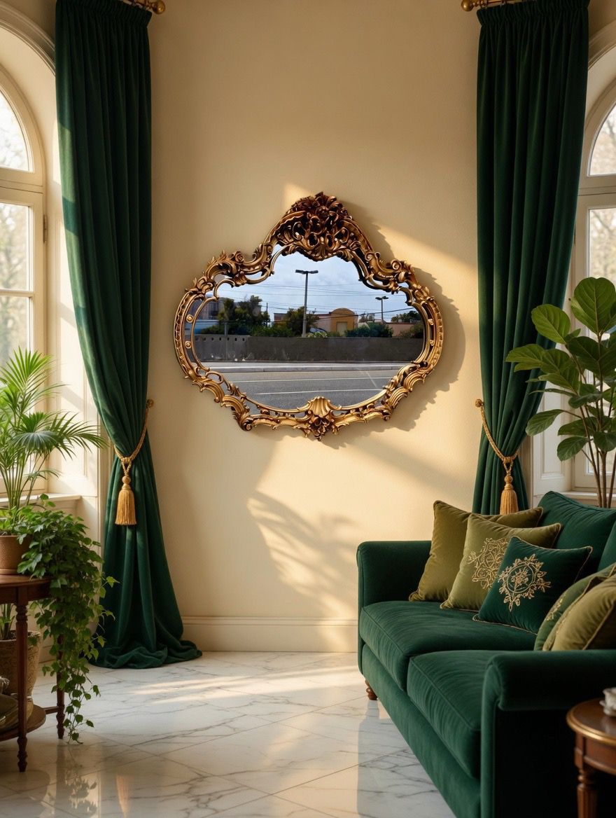 Hollywood Regency Aged Gold Mirror πͺπ·πΏ