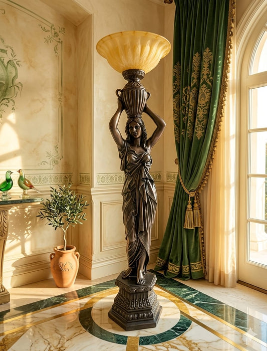 Lampara Escultorica Con Antorcha Art Nouveau – Torchère Art Nouveau🌿🕯️🌿