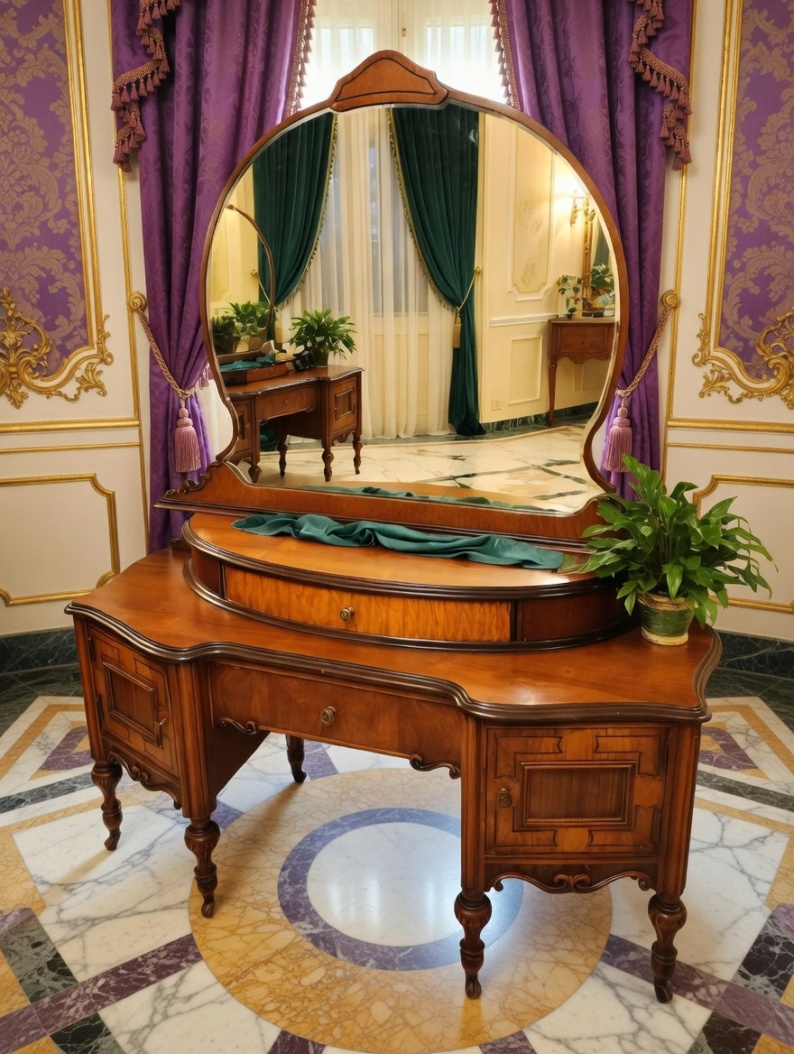 Louis XV Dressing Table with Mirror – Rococo Revival🌿