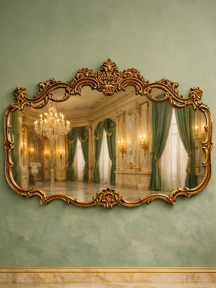 Espejo Diseño Esilo Barroco Guildan Mirror en Hoja de Oro🪞🏛️🌿