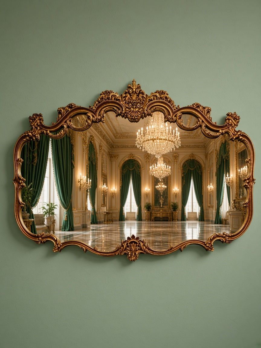 Espejo Diseño Esilo Barroco Guildan Mirror en Hoja de Oro🪞🏛️🌿