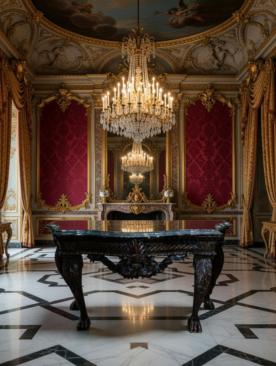🖤 Credenza Tallada en Madera con Cubierta de Acabado Negro Distinguido 🪞🏛️✨