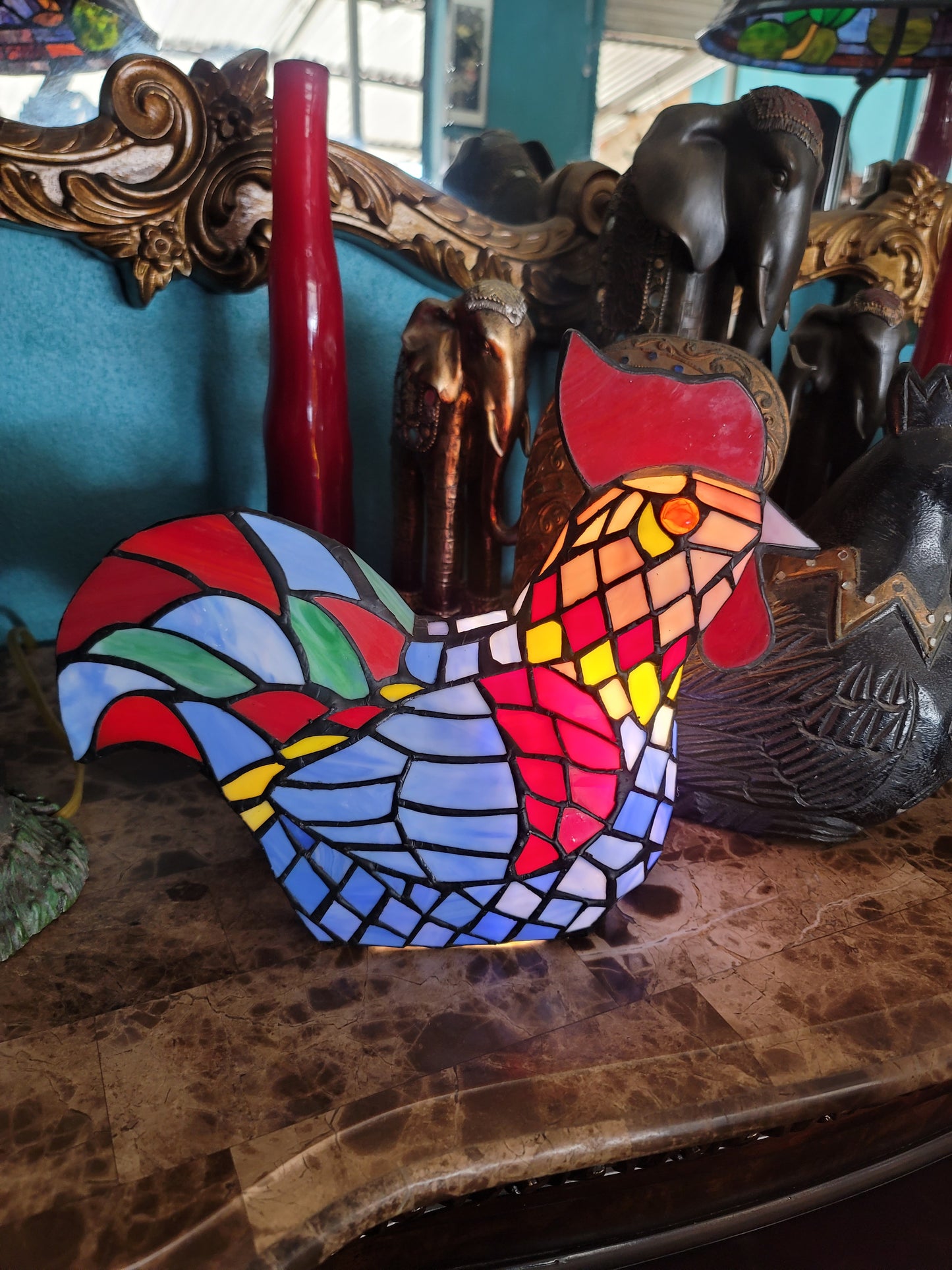 💡Decorative Stained Glass Rooster Lamps - Mexican Crafts💡