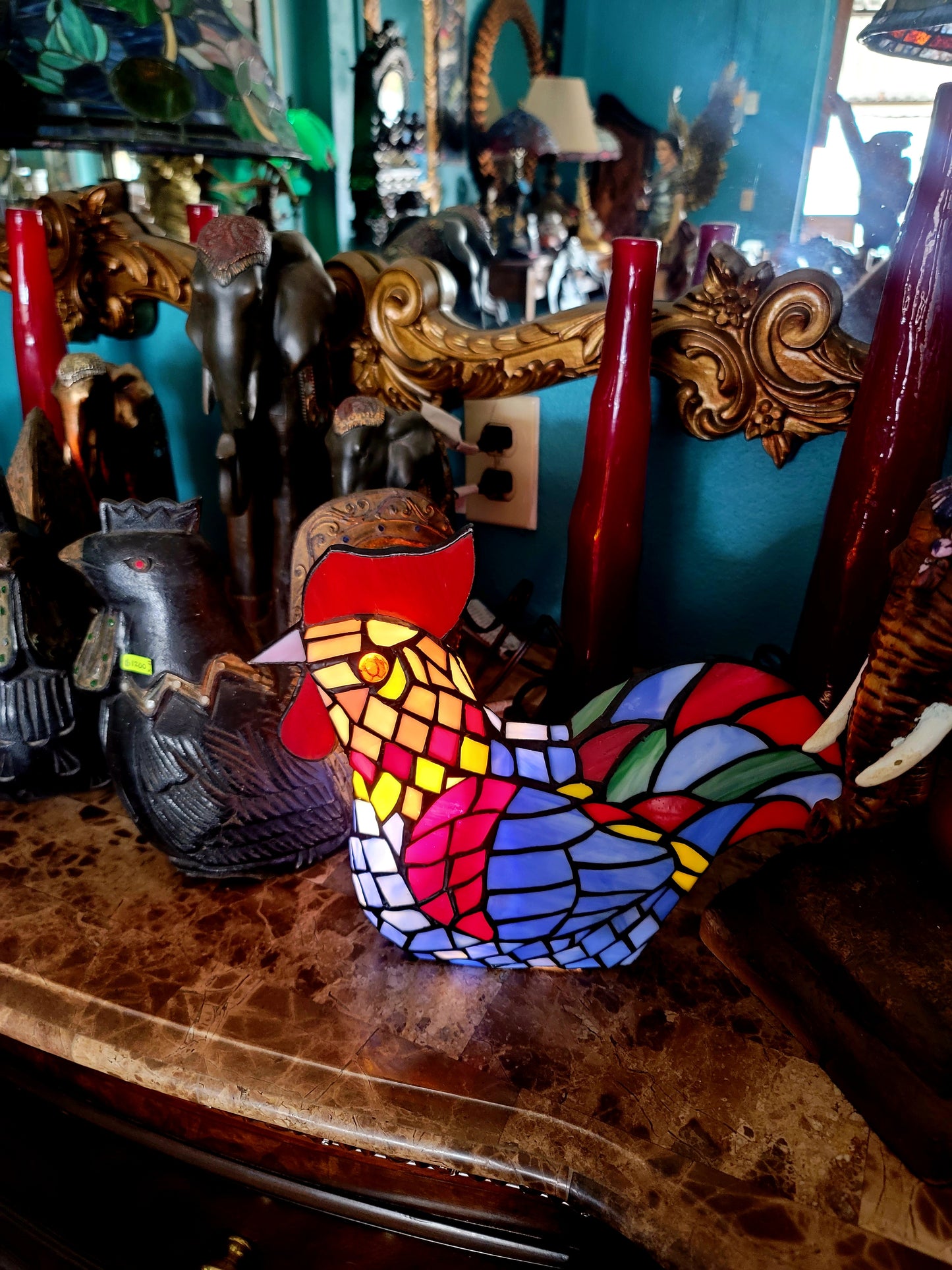 💡Decorative Stained Glass Rooster Lamps - Mexican Crafts💡