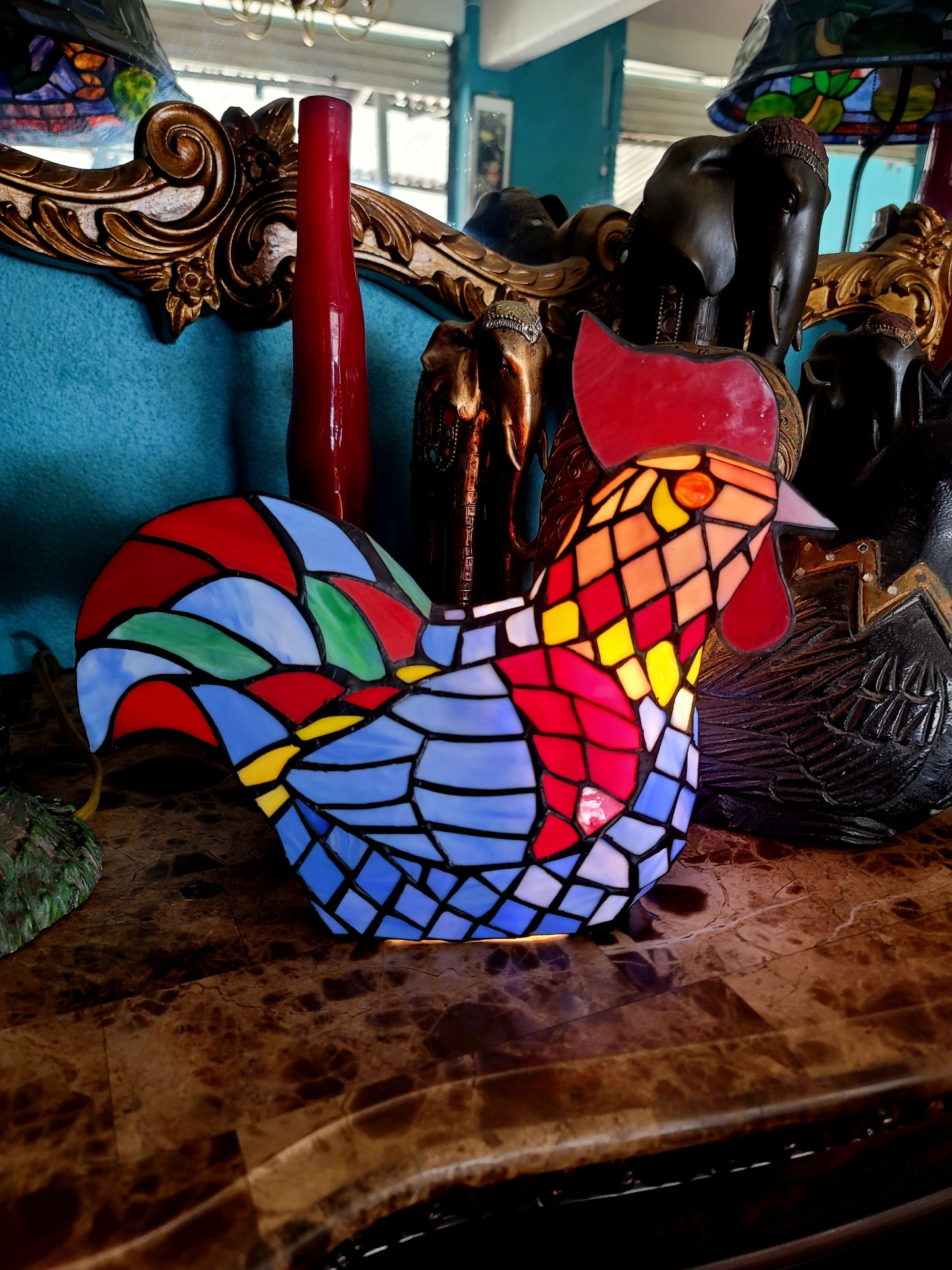 💡Decorative Stained Glass Rooster Lamps - Mexican Crafts💡