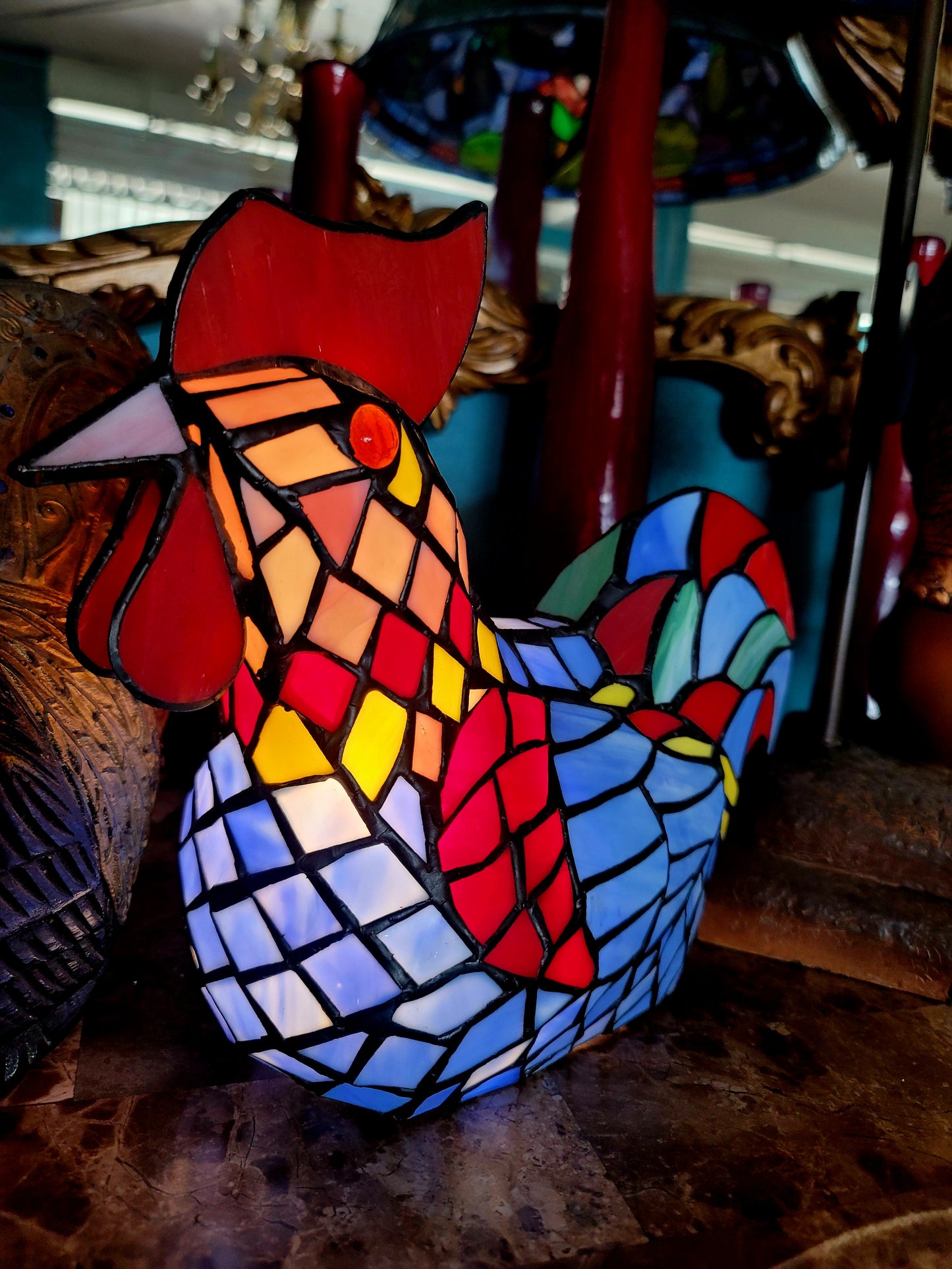 💡Decorative Stained Glass Rooster Lamps - Mexican Crafts💡