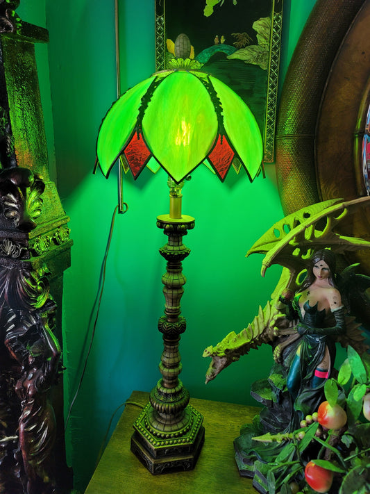 💡Stained Glass Lamp with Tall Base: Luminous Art and Timeless Sophistication💡