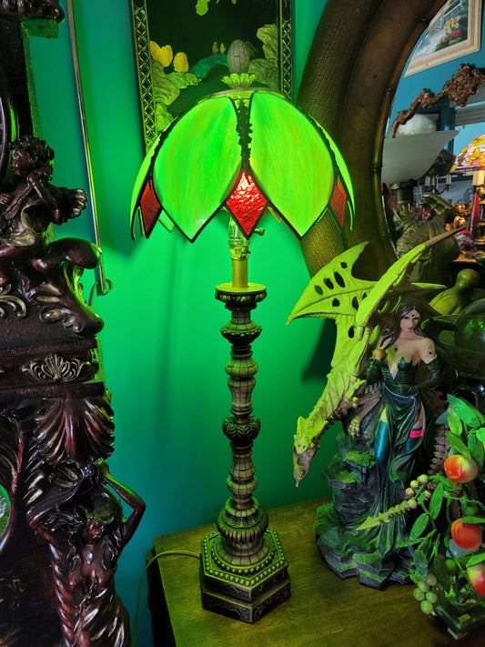 💡Stained Glass Lamp with Tall Base: Luminous Art and Timeless Sophistication💡