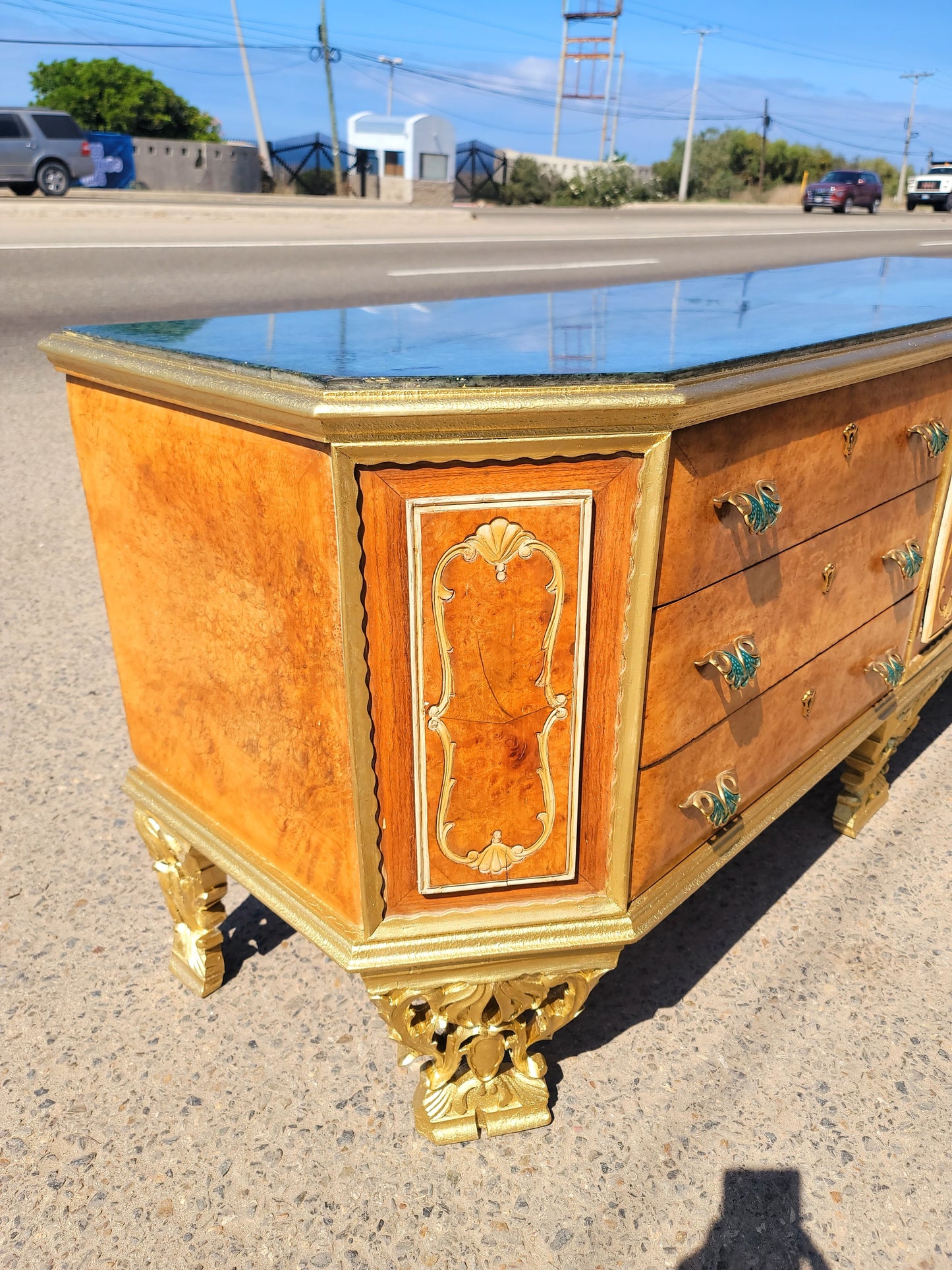 ✨Antique Chest of Drawers from the Early 1920s with Green Onyx Marble Top: A Treasure of Elegance at Rosarito Antiques✨