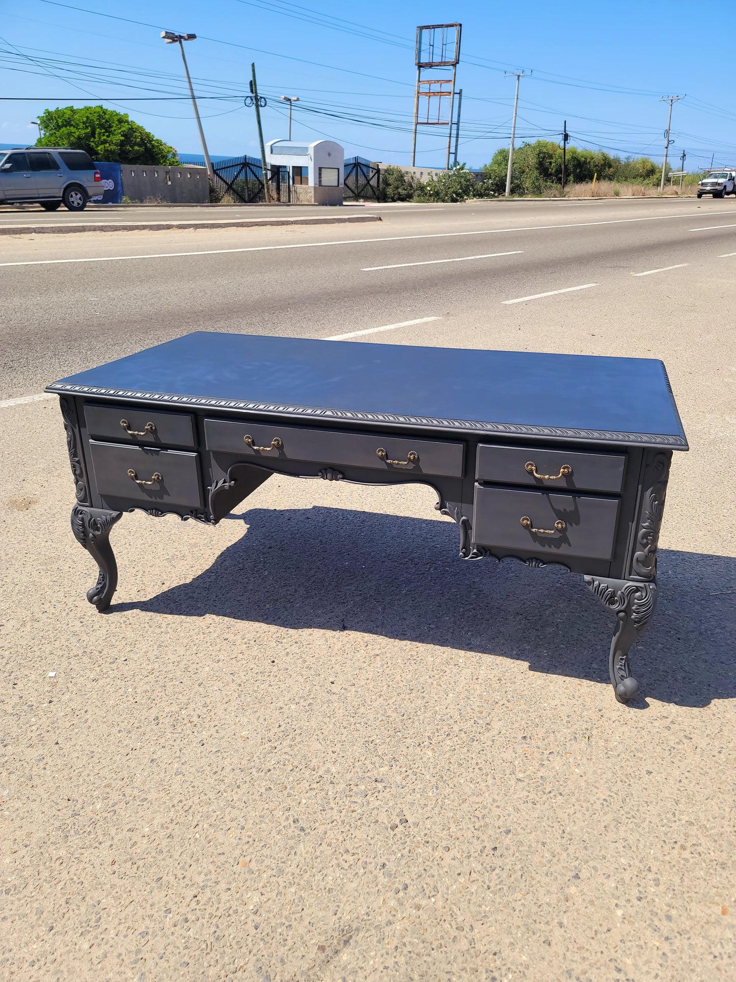 🌟Classic Matte Black Wooden Desk🌟