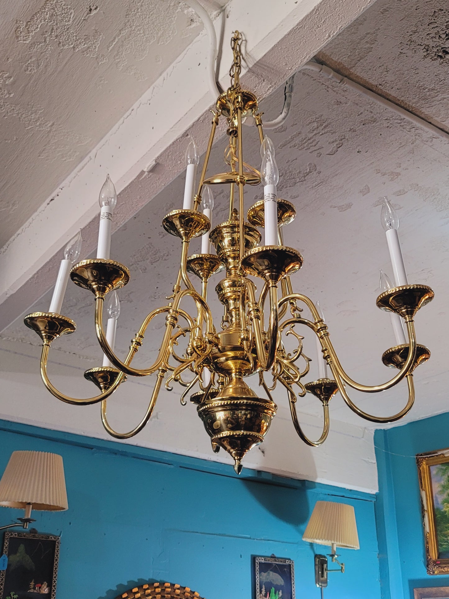 🔱🌟Brilliant: 12-Armed Brass Chandelier 🌟🔱