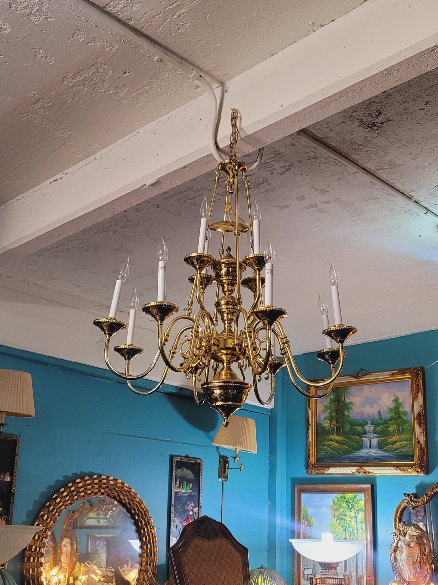 🔱🌟Brilliant: 12-Armed Brass Chandelier 🌟🔱