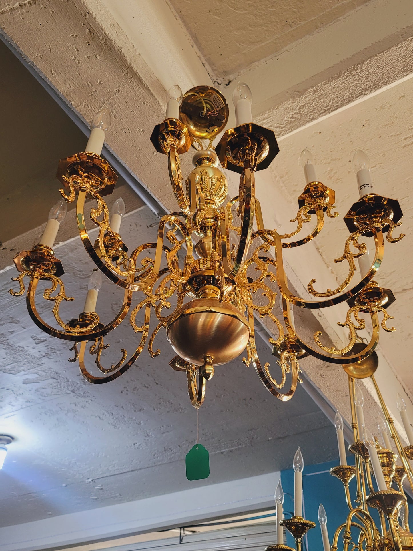 Antique Brass Oil Lamp with 12 Arms