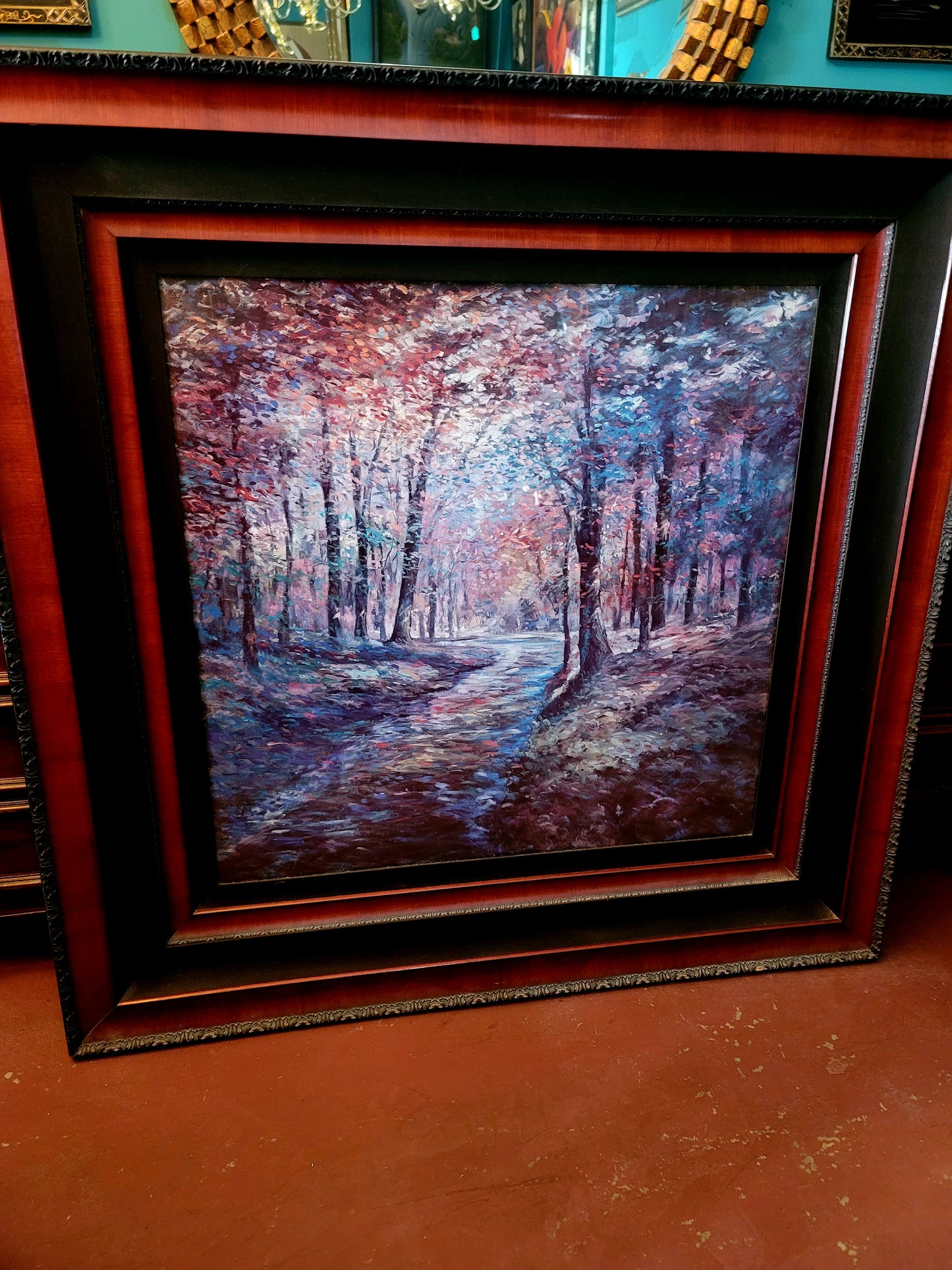 Stunning Hand-Painted Woodland Landscape Painting – 137 x 137 x 4 cm🖌️