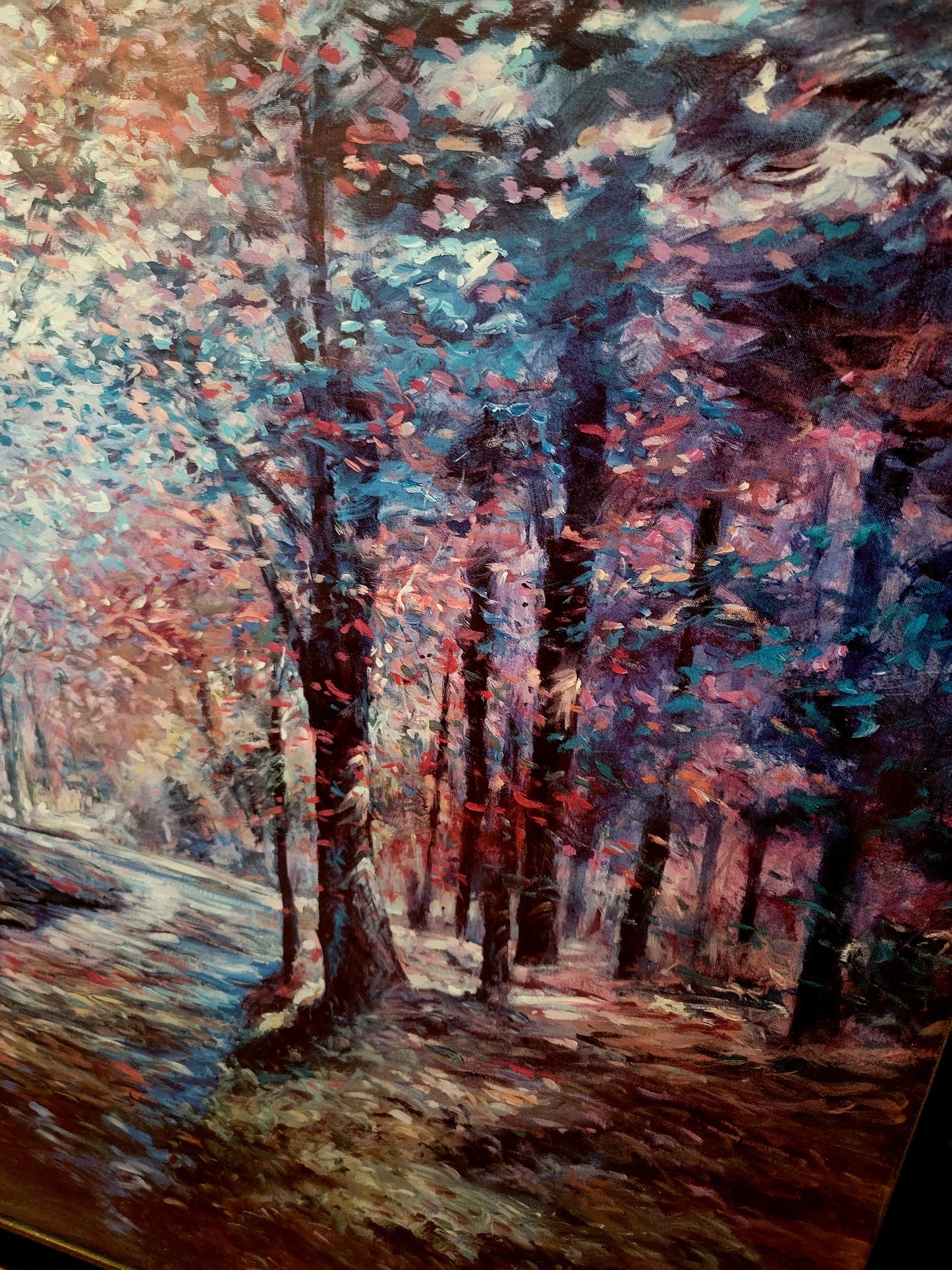Stunning Hand-Painted Woodland Landscape Painting – 137 x 137 x 4 cm🖌️