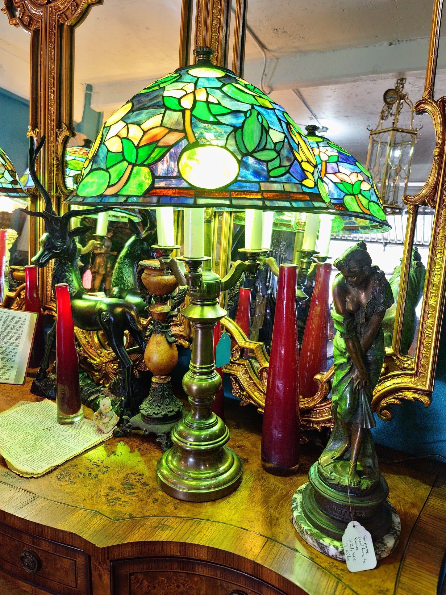 🐸🌺 Pair of Stained Glass Lamps 🌺🐸