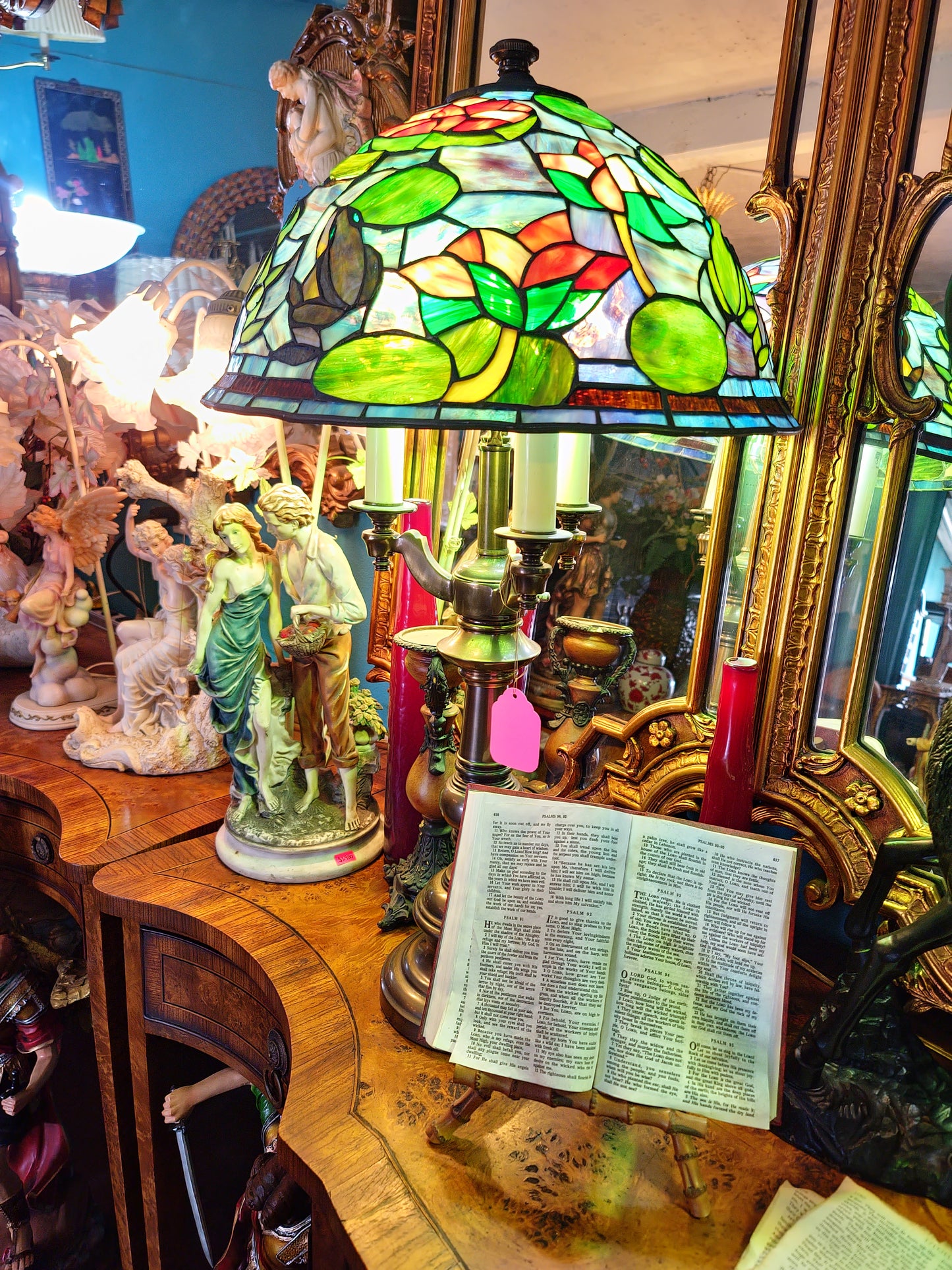 🐸🌺 Pair of Stained Glass Lamps 🌺🐸