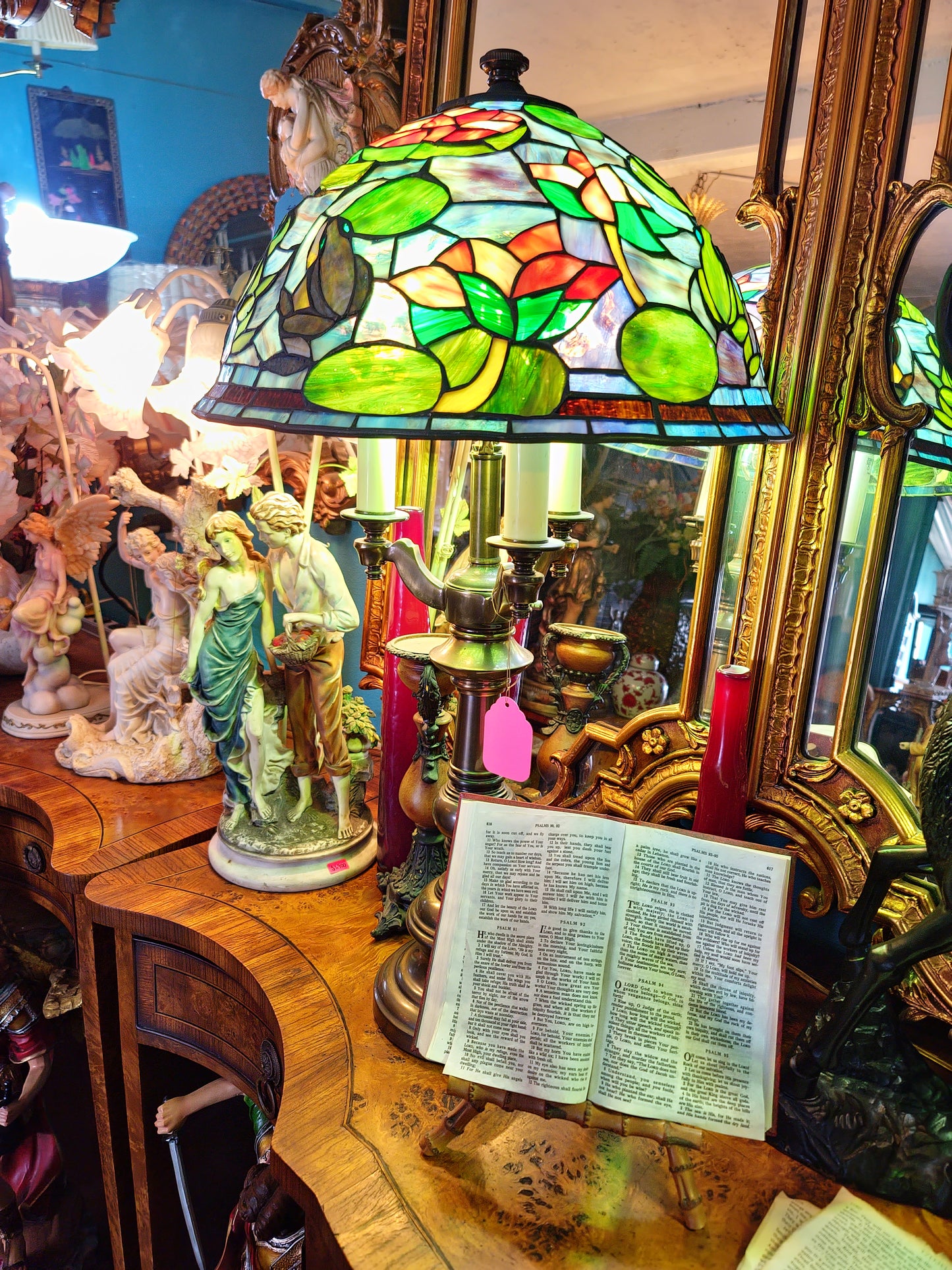 🐸🌺 Pair of Stained Glass Lamps 🌺🐸