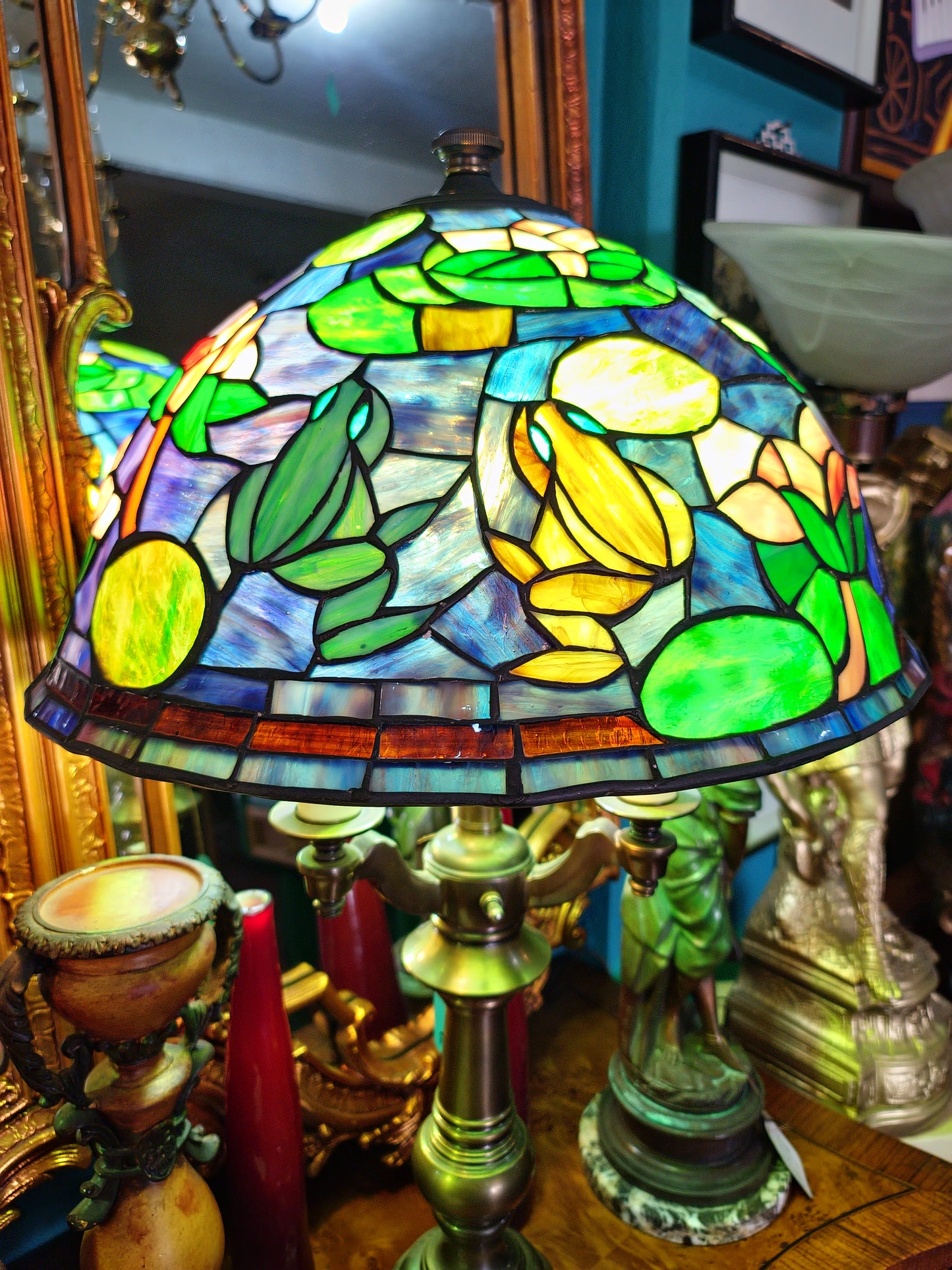 🐸🌺 Pair of Stained Glass Lamps 🌺🐸