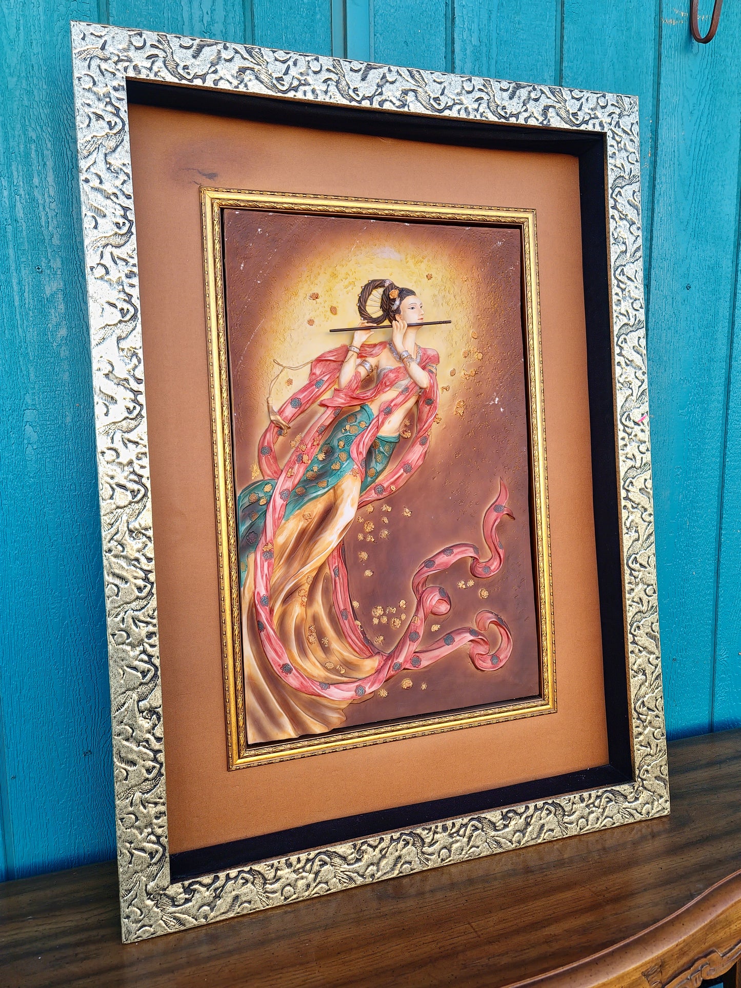 🖼️Cuadro decorativo tridimensional de flautista femenina🏡👩‍🎨