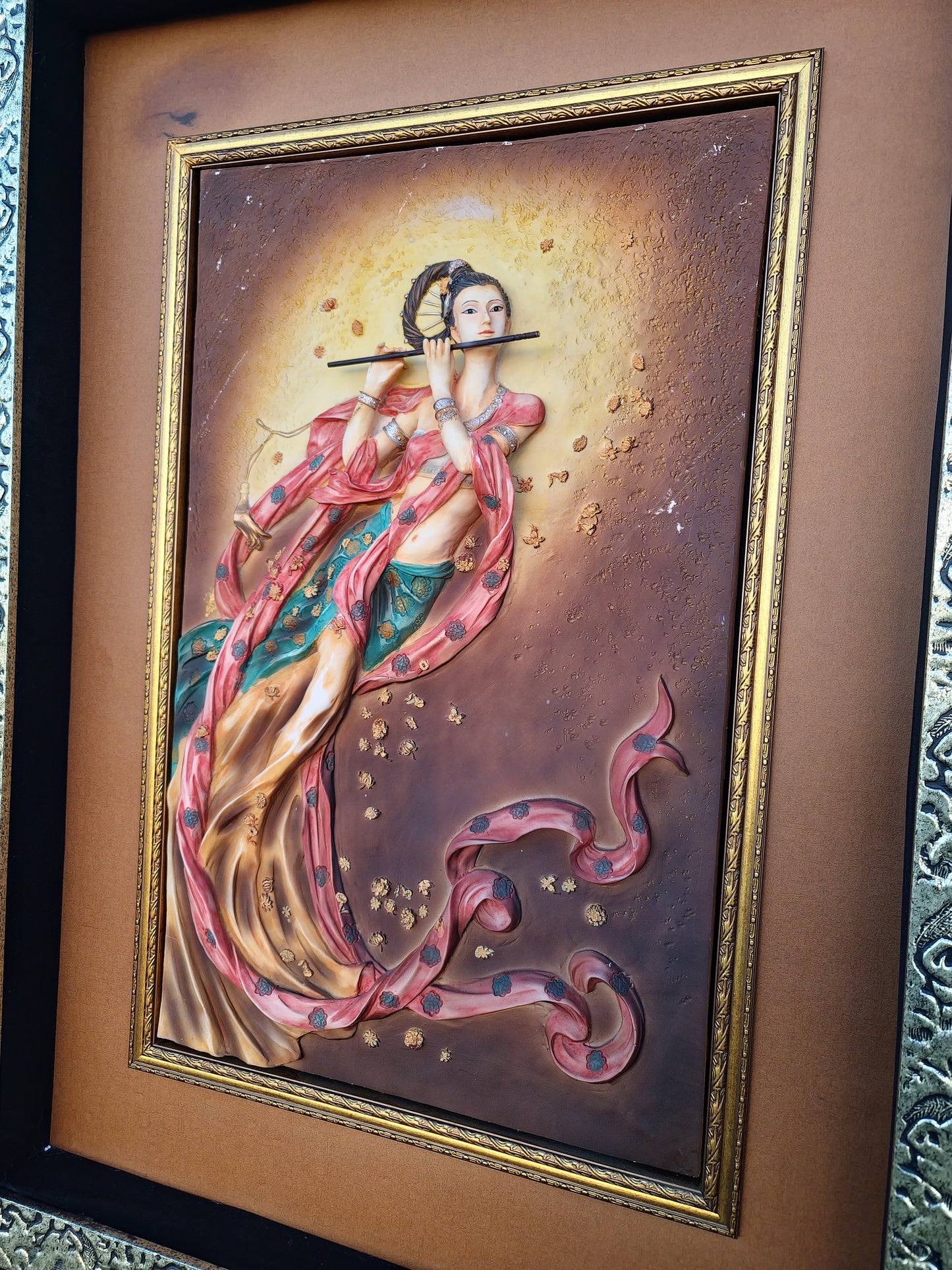 🖼️Cuadro decorativo tridimensional de flautista femenina🏡👩‍🎨