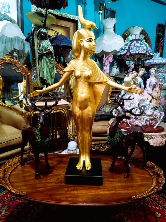 🔱Representation of the Egyptian Goddess Serqet Carved in Obsidian Stone and decorated in gold leaf🔱